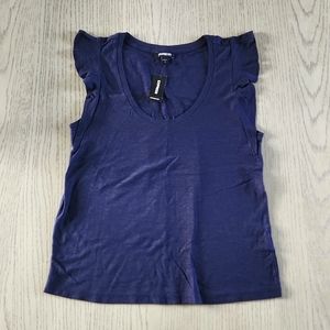 Express Navy Blue Flutter Sleeve Top - Women's Size S